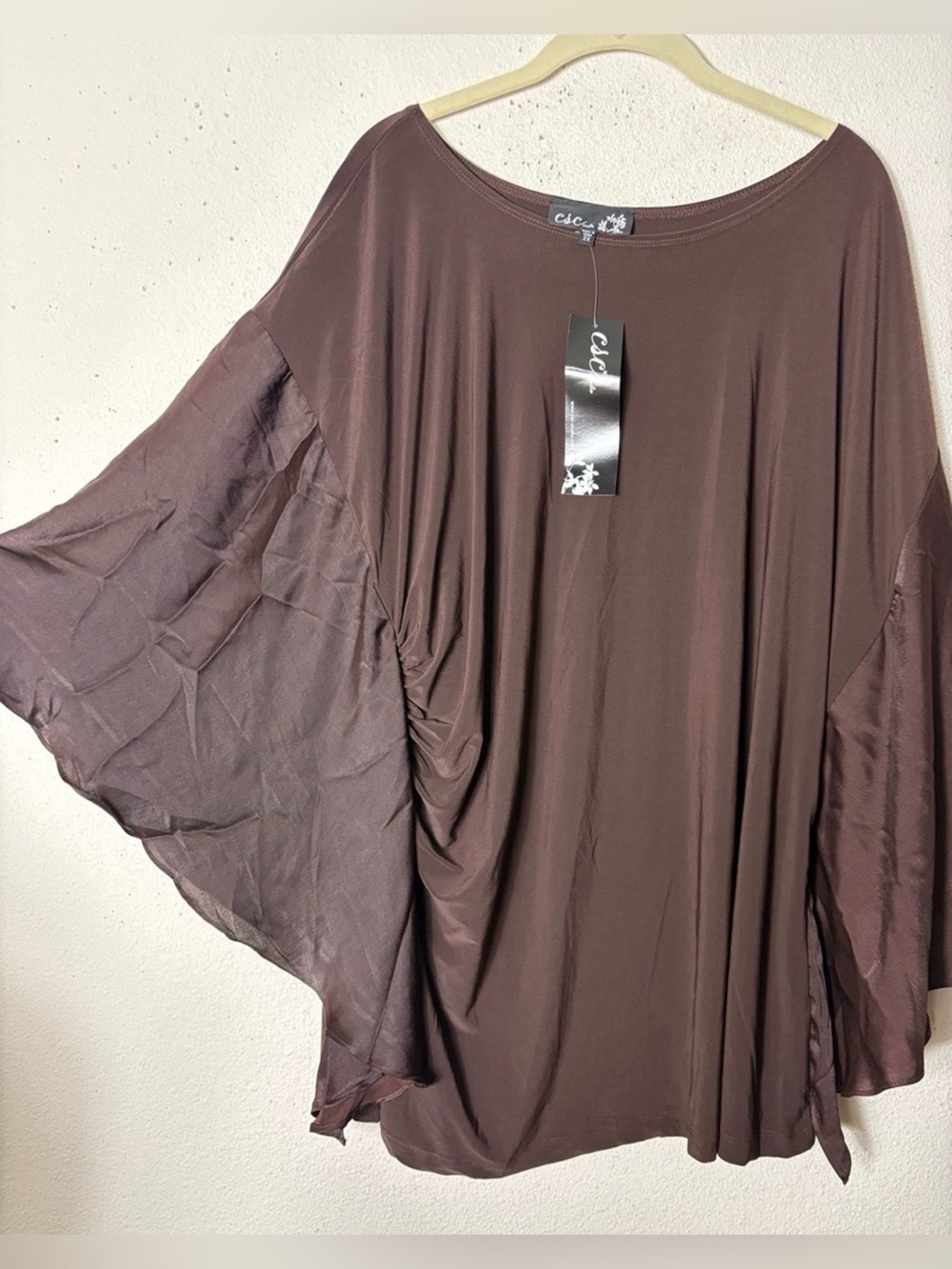 CSC Studio Chocolate Brown Batwing Tunic 2X